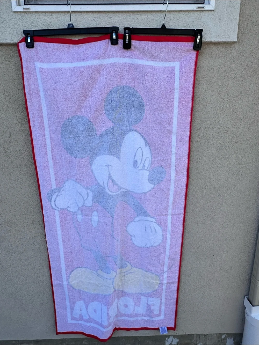 Disney Mickey Mouse Red Beach Towel with Yellow Shoes NWT